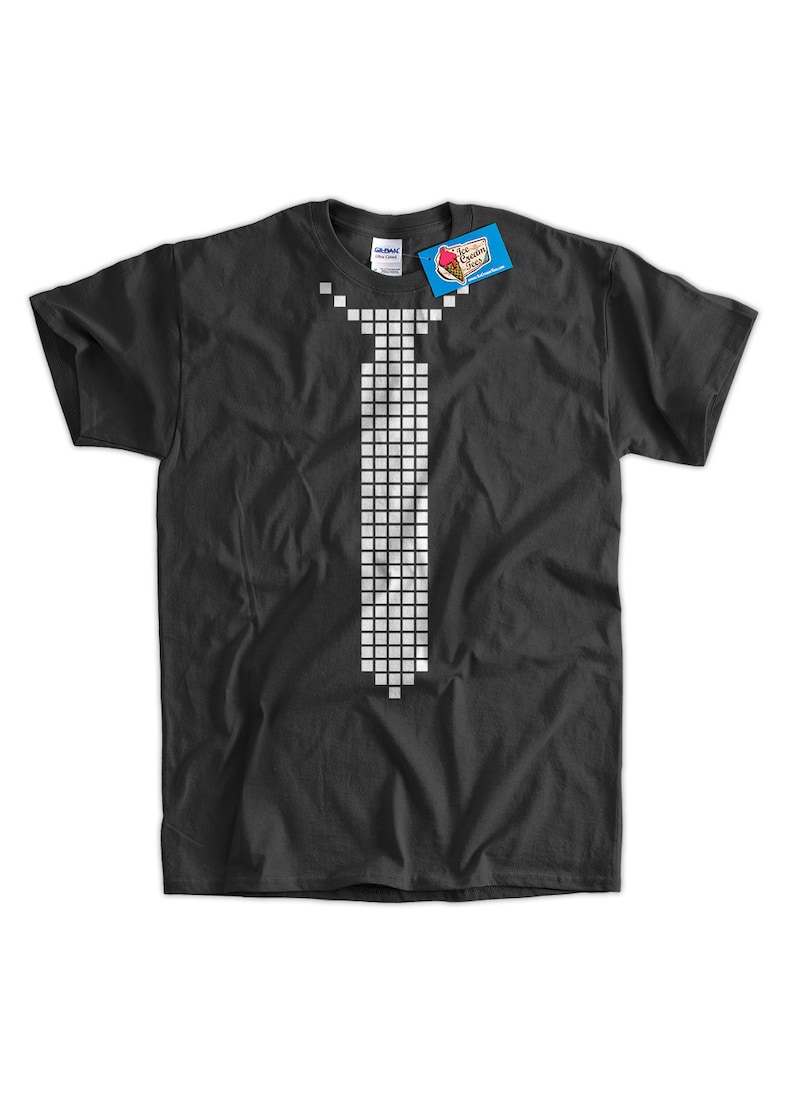 Pixel Tie Screen Printed T-Shirt Tee Shirt T Shirt Mens Ladies Womens Youth Kids Funny Geek image 2