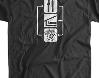 Camiseta con estampado de póker "Eat Sleep", para hombre, mujer, joven y niño, divertida, con cartas de Las Vegas.