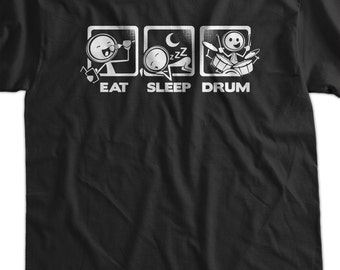 Eat Sleep Drum T-shirt V4 - Funny Drums T-shirt Drummer Drumming Gift for Dad Screen Printed T-Shirt Tee Shirt Mens Ladies Womens Youth Kids