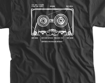 Cassette Tape Funny Music Shirt Cassette Diagram T-Shirt screen Printed T-Shirt Funny Shirt T Shirt Mens Ladies Womens Youth Kids