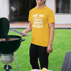Renseignez-vous sur mon hot-dog wiener T-shirt imprimé drôle T-shirt T-shirt pour homme Nourriture amusante