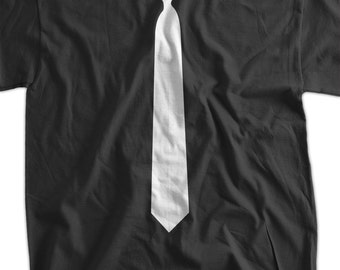 Hipster Skinny White Tie Screen Printed T-Shirt Tee Shirt T Shirt Mens Ladies Womens Funny Modern Geek
