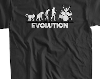 Evolution Of The Drummer T-Shirt Drummer Tee Shirt Drums Drumming Band T-Shirt Screen Printed T-Shirt Tee Shirt T Shirt Mens Ladies Womens