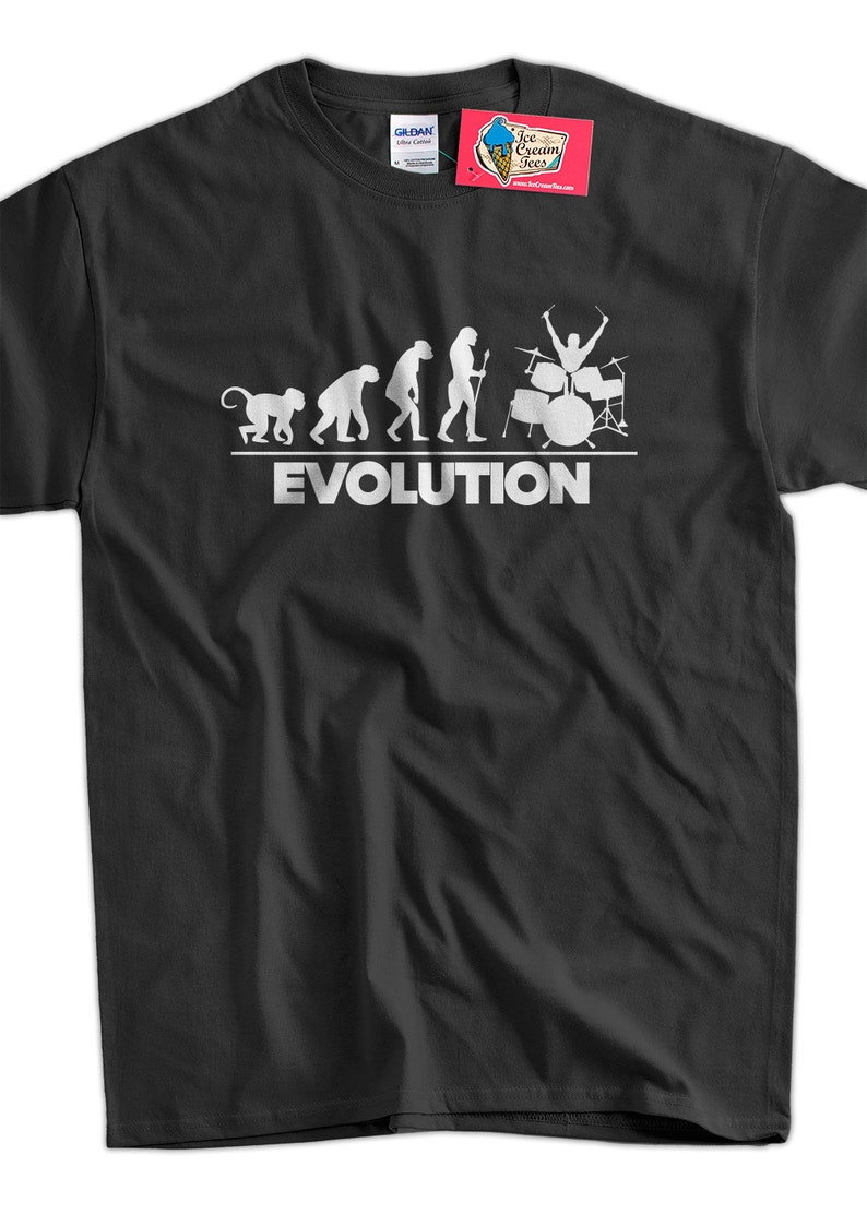 Evolution Of The Drummer T-Shirt Drummer Tee Shirt Drums Drumming Band T-Shirt Screen Printed T-Shirt Tee Shirt T Shirt Mens Ladies Womens image 1