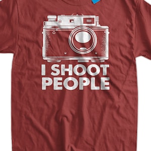 Photography Camera T-Shirt I Shoot People film Camera Tshirt distressed print v3 Photographers Tee Shirt Mens Womens Ladies Kids Geek Funny image 1