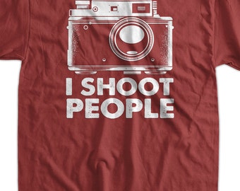 Photography Camera T-Shirt I Shoot People film Camera Tshirt distressed print v3 Photographers Tee Shirt Mens Womens Ladies Kids Geek Funny