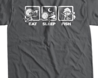 Fishing T-Shirt Fish T-Shirt Eat Sleep Fish T-Shirt V4 Gifts for Dad Gifts for Guys Screen Printed T-Shirt   Shirt T Shirt Mens Ladies Women