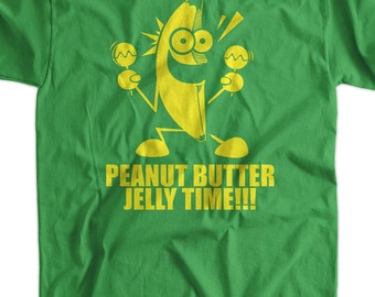 Funny T-Shirt Geek T-Shirt Banana Peanut Butter Jelly Time T-Shirt Gifts for Dad Screen Printed T-Shirt Tee Shirt T Shirt Mens Ladies Women