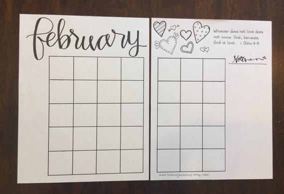 bullet journal printable template instant download february etsy