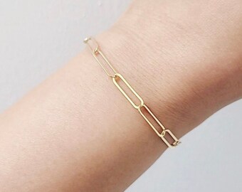 Paperclip Bracelet, Gold Paperclip Bracelet, 925 Sterling Silver Paperclip Bracelet, Dainty Gold Bracelet, Gold Layering Bracelet