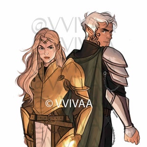 Aelin and Rowan - Throne of Glass 5x7 Officially Licensed Print