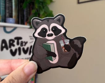Book Lover Raccoon Kindle Sticker