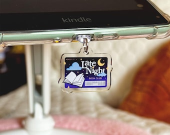Late Night Book Club Kindle Charm and USB-C Charm