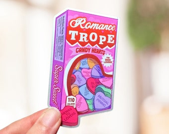 Romance Trope Candy Hearts Box  - Matte, Mirror Kindle Sticker