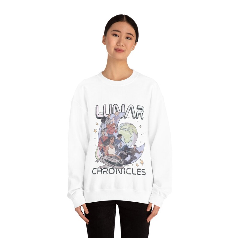 The Lunar Chronicles Sweatshirt: Bookish Crewneck, Distressed Illustration image 9