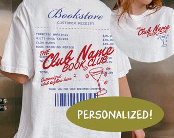 Camiseta gráfica personalizada para club de lectura – Camiseta con diseño de recibo personalizado para amantes de los libros