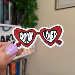 Book Lover Matte Sticker: Heart Sunglasses Kindle Accessory