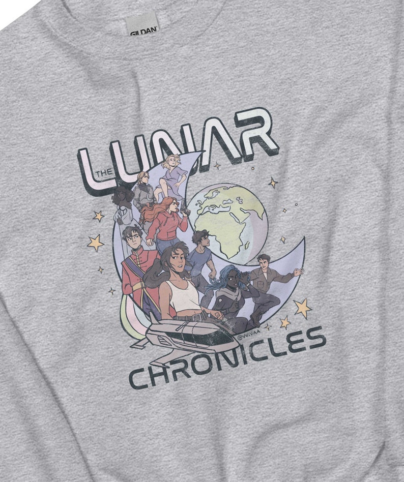 The Lunar Chronicles Sweatshirt: Bookish Crewneck, Distressed Illustration image 8
