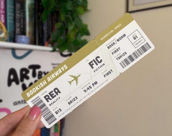 Bookish Boarding Pass Soft Matte Die-Cut Bookmark, Book Lover Gift