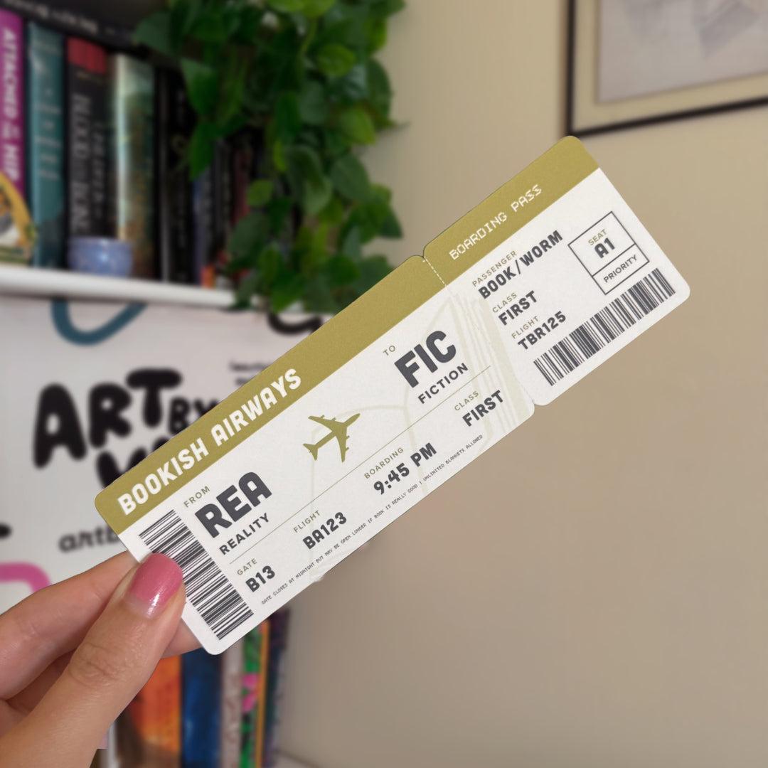 Bookish Boarding Pass Soft Matte Die-Cut Bookmark