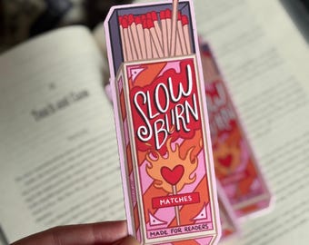Slow Burn Matches Soft Matte Die-Cut Bookmark - Romance Reader and Book Lover Gift