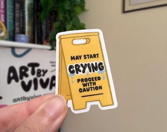May Start Crying, Proceed with Caution Bookish Kindle Sticker