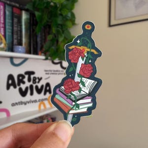 Fantasy Floral Sword Bookish Sticker, Book Stickers for Kindle