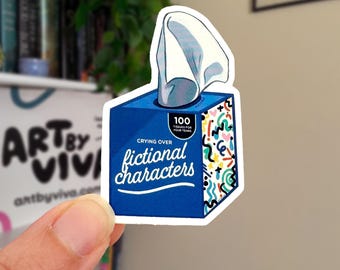 Crying Over Fictional Characters Tissue Box, Cute and Funny Book Stickers for Kindle, Cute book stickers for kindle
