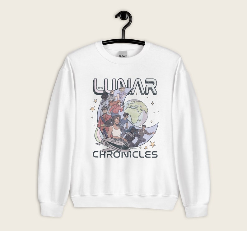 The Lunar Chronicles Sweatshirt: Bookish Crewneck, Distressed Illustration image 3