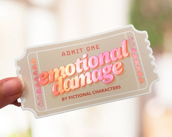 Ticket to Emotional Damage by Fictional Characters - Matte Mirror Kindle Sticker