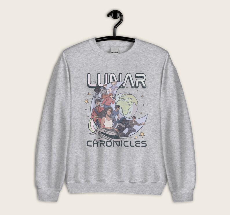 The Lunar Chronicles Sweatshirt: Bookish Crewneck, Distressed Illustration image 6