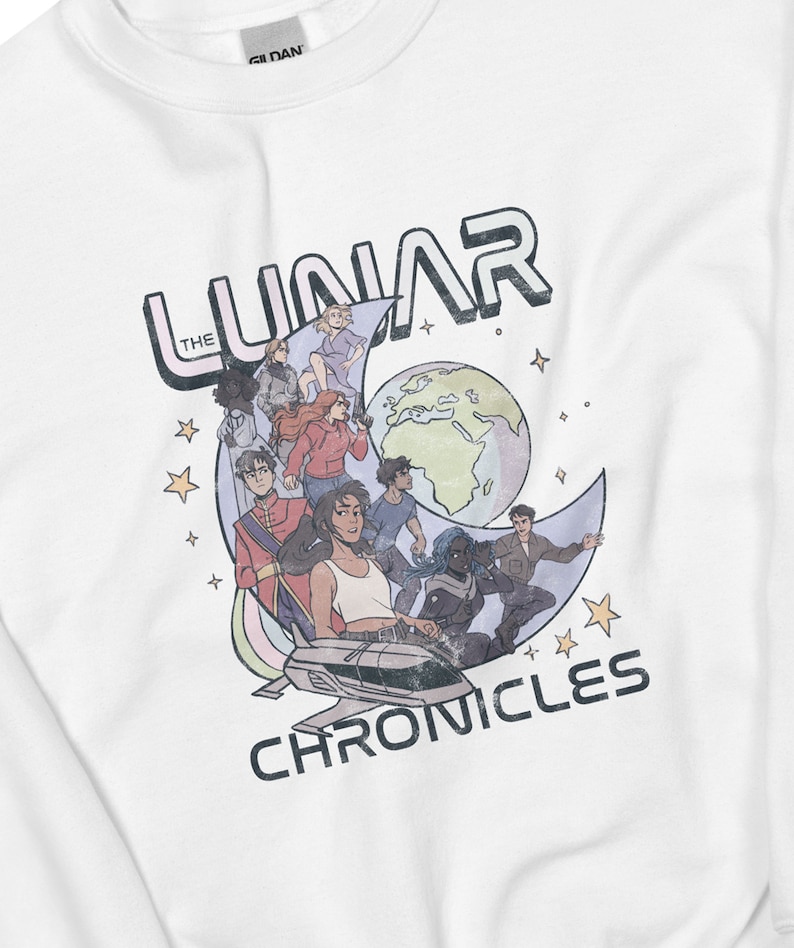 The Lunar Chronicles Sweatshirt: Bookish Crewneck, Distressed Illustration image 4