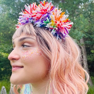 Rainbow Pom Pom headband