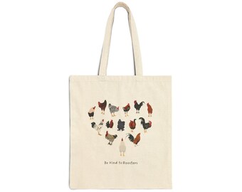 Sac fourre-tout Soyez gentil avec les coeurs de coqs | Illustration coq poule