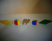 Vintage German Miniature Wooden Toys, 5 Piece Set,Hand Painted 1960 39 s - Vintage Penny Toys - Vintage Wood Christmas Putz Toys - Folk Art Toy