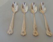 Antique Set Of 4 Serving Teaspoons, Silver-Plated, McGlashan, Clarke Company, 1940 39 s - Antique Silver-Plated Spoons - McGlashan Spoons