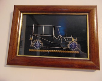 Vintage Steampunk Watch Parts Model T Car Picture, Framed, 1970's - Steampunk Watch Gear Art - Watch Parts Car Picture - Steampunk Art -