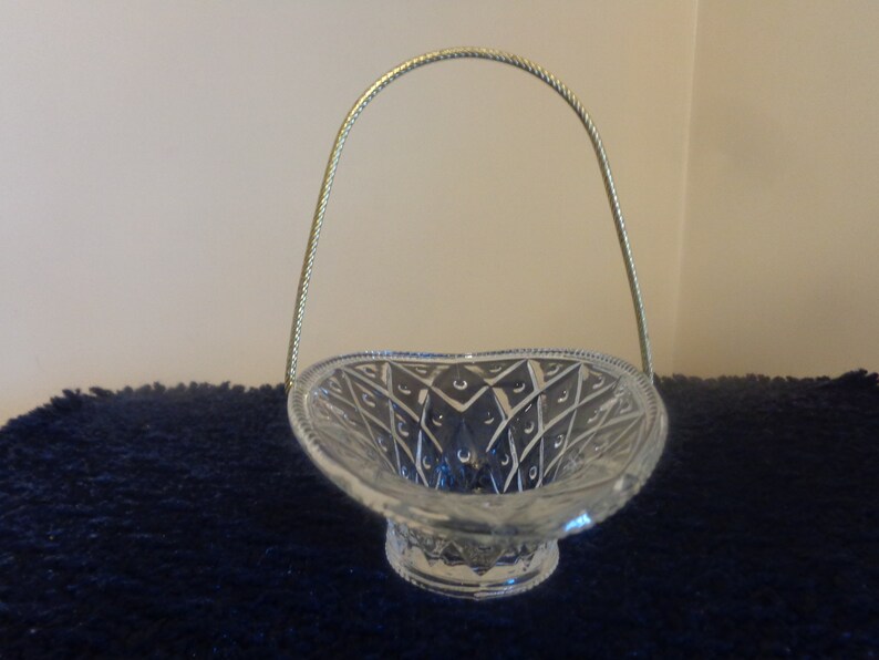 Vintage avon Glass Basket With Gold Tone Rope Etsy