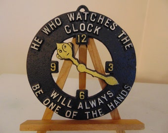 Vintage 1950's Cast Aluminum "He Who Watches The Clock" Kitchen Trivet, Robert Emig - Trivet Wall Hanging -Vintage Trivet -Farmhouse Kitchen