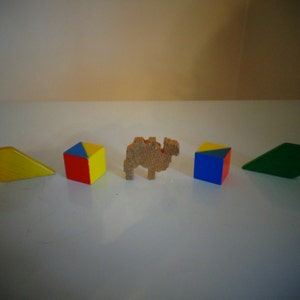 Vintage 1960&#39;s German Miniature Wooden Toys, 5 Piece Set,Hand Painted - Vintage Penny Toys - Vintage Wood Christmas Putz Toys - Folk Art Toy