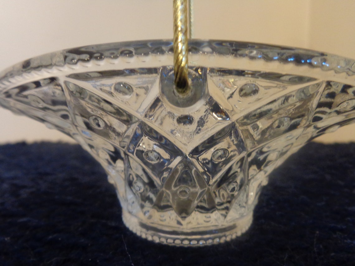 Vintage avon Glass Basket With Gold Tone Rope Etsy