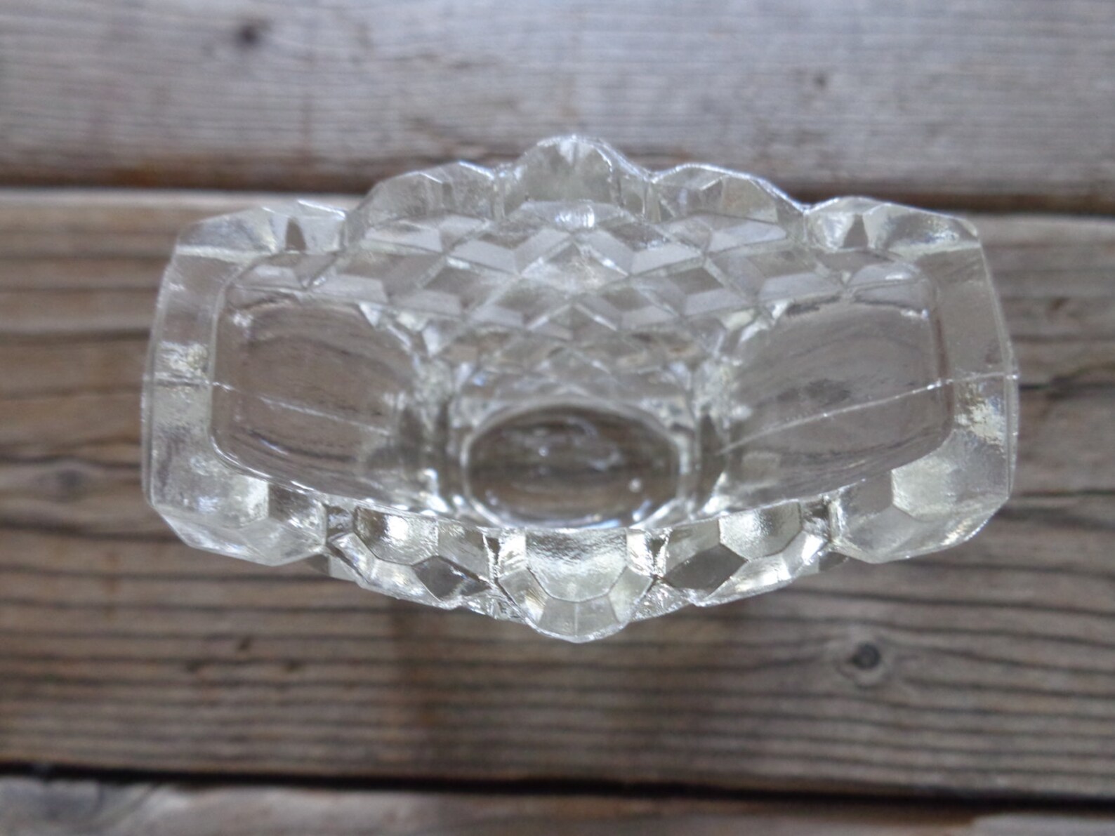Vintage Cut Glass Toothpick Holder Diamond Pattern Etsy