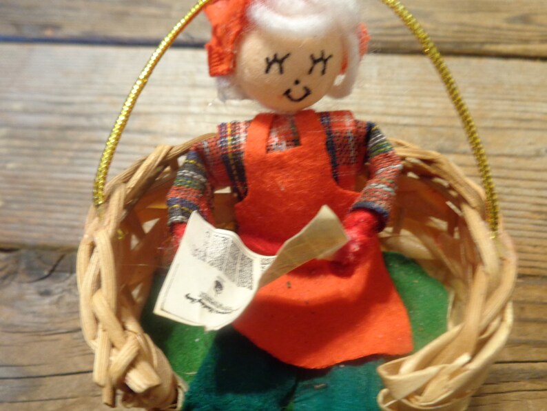 Spun Cotton Head Elf Ornaments Vintage Elf Vintage Christmas Ornaments Vintage Elf Sitting In A Basket Christmas Ornament 1970/'s