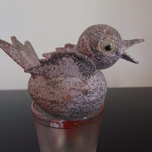 Vintage 1950's Pink Mica Glitter Bird Christmas Ornament - Mica Bird Xmas Ornament - Mid Century Pink Mica Bird Ornament -Vintage Mica Birds