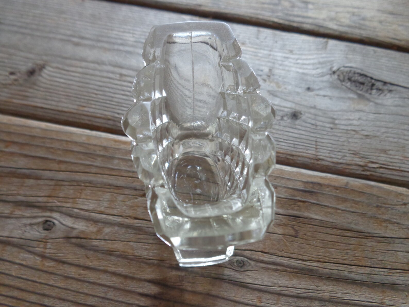 Vintage Cut Glass Toothpick Holder Diamond Pattern Etsy