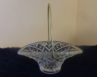 Vintage "Avon" Glass Basket With Gold tone Rope Style Metal Handle, Hobnail, 1970's - Vintage Avon Candy Dish - Glass Basket - Vintage Avon