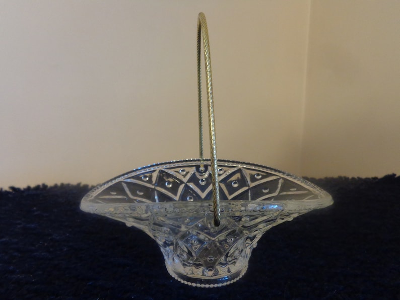 Vintage avon Glass Basket With Gold Tone Rope Etsy