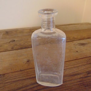 Antique Clear Glass Bottle, 1900&#39;s - Apothecary Glass Bottle - 1900&#39;s Glass Bottle - Vintage Glass Bottle -Old Glass Bottle -Farmhouse Decor