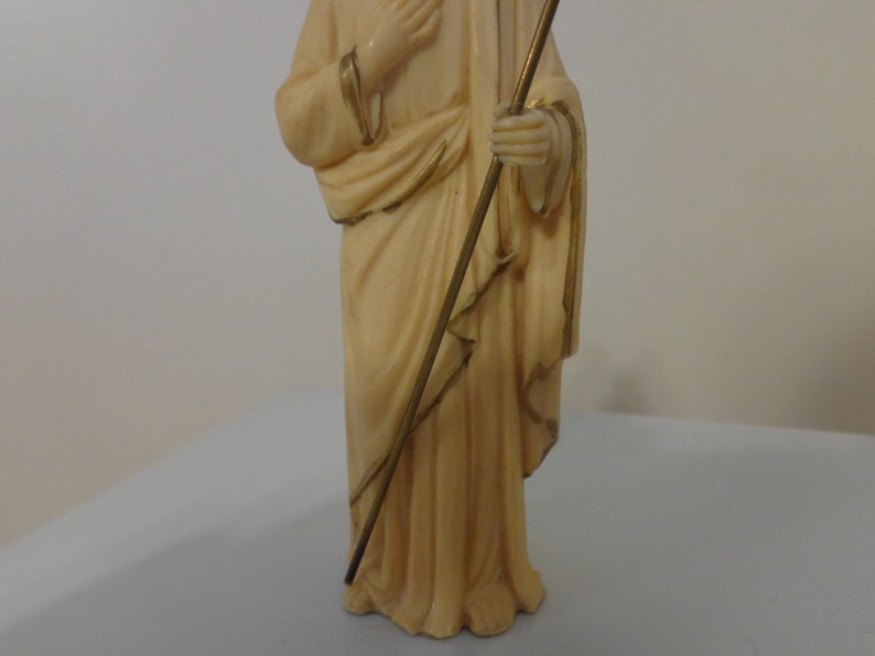 Vintage Plastic Jesus Christ Statue With Brass Staff Etsy
