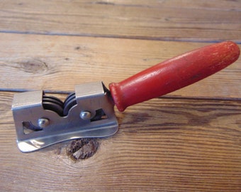 Vintage "Eversharp" Knife Sharpener With Red Painted Solid Wooden Handle, No Rust, Made In U.S.A., 1950's -Vintage Knife Sharpener-Farmhouse